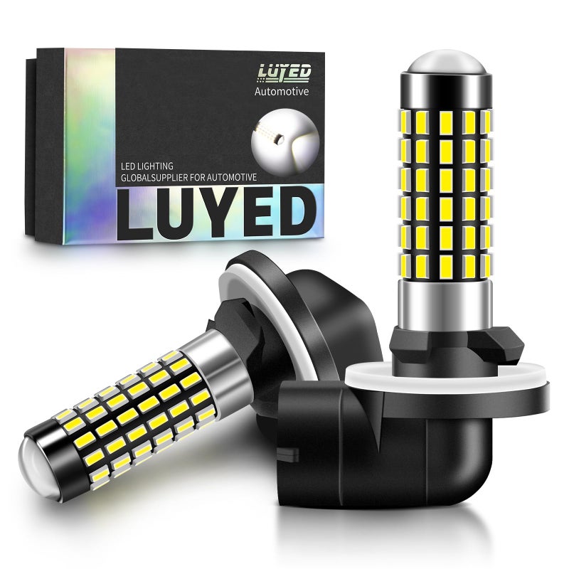 LUYED 881 LED Fog Light Bulb 1800 Lumens Super Bright 3014 78-EX Chipsets 889 894 896 Led Bulbs with Projector for Fog Lights,Xenon White,Pack of 2 - Image 1